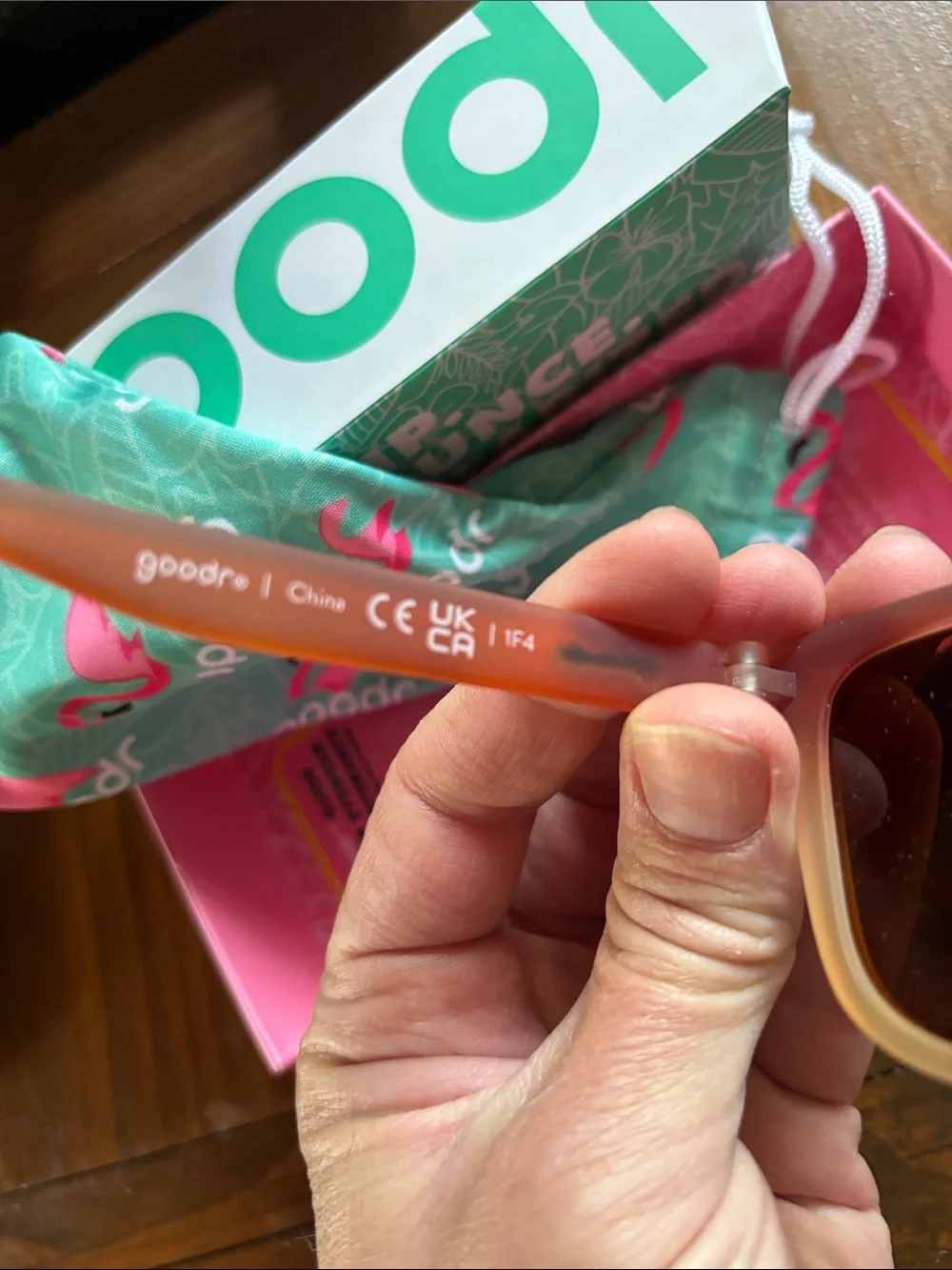 Goodr Ombre Rectangular Sunglasses — Peach to Cream Frame